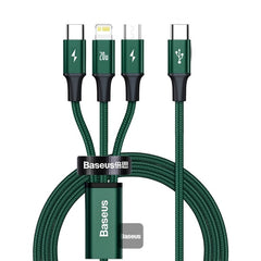 Buy Baseus Rapid Series 3-In-1 Fast Charging Data Cable Type-C To M+L+C Pd 20w 1.5m Green from Vmart in Pakistan