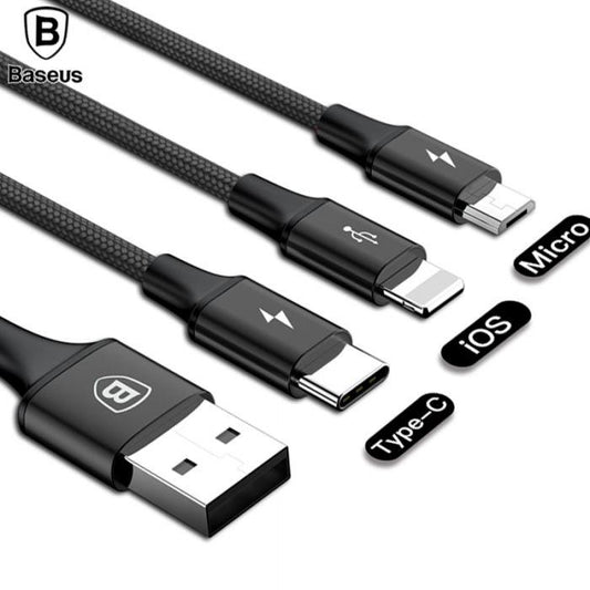 Buy Baseus Rapid Series USB 3 in 1 Cable For IP+Micro+Type C - 1.2m from Vmart in Pakistan