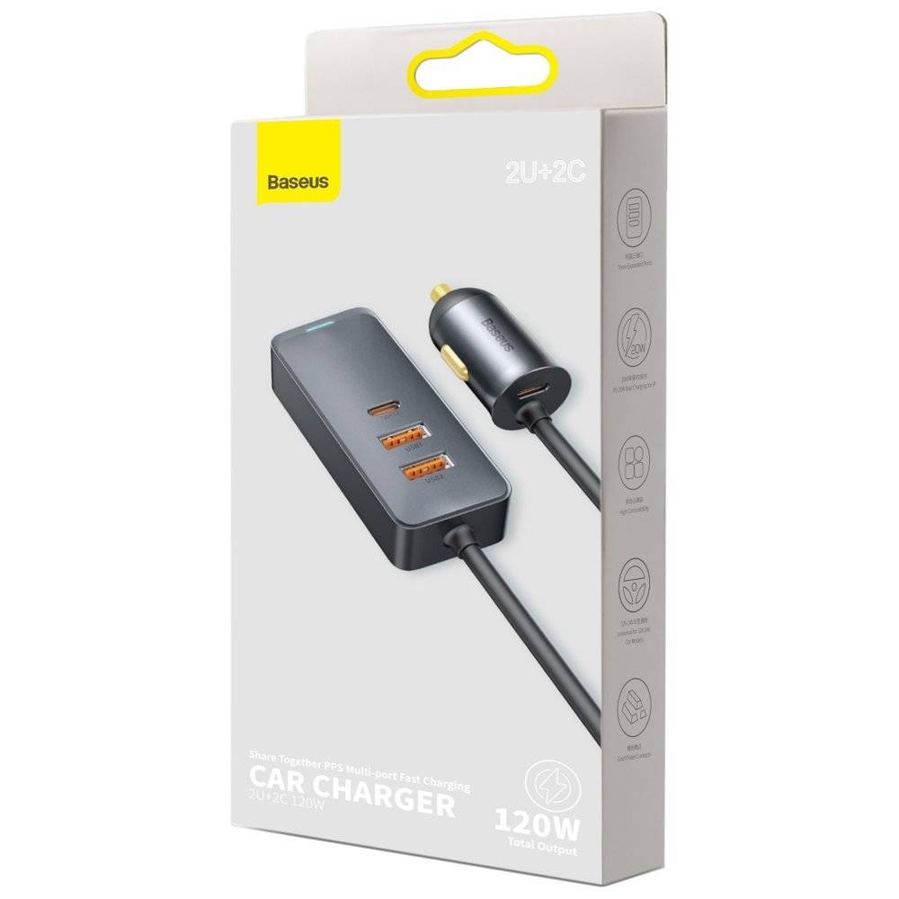 Buy Baseus Share Together 4 Port 120W PPS Quick Car Charger from Vmart in Pakistan
