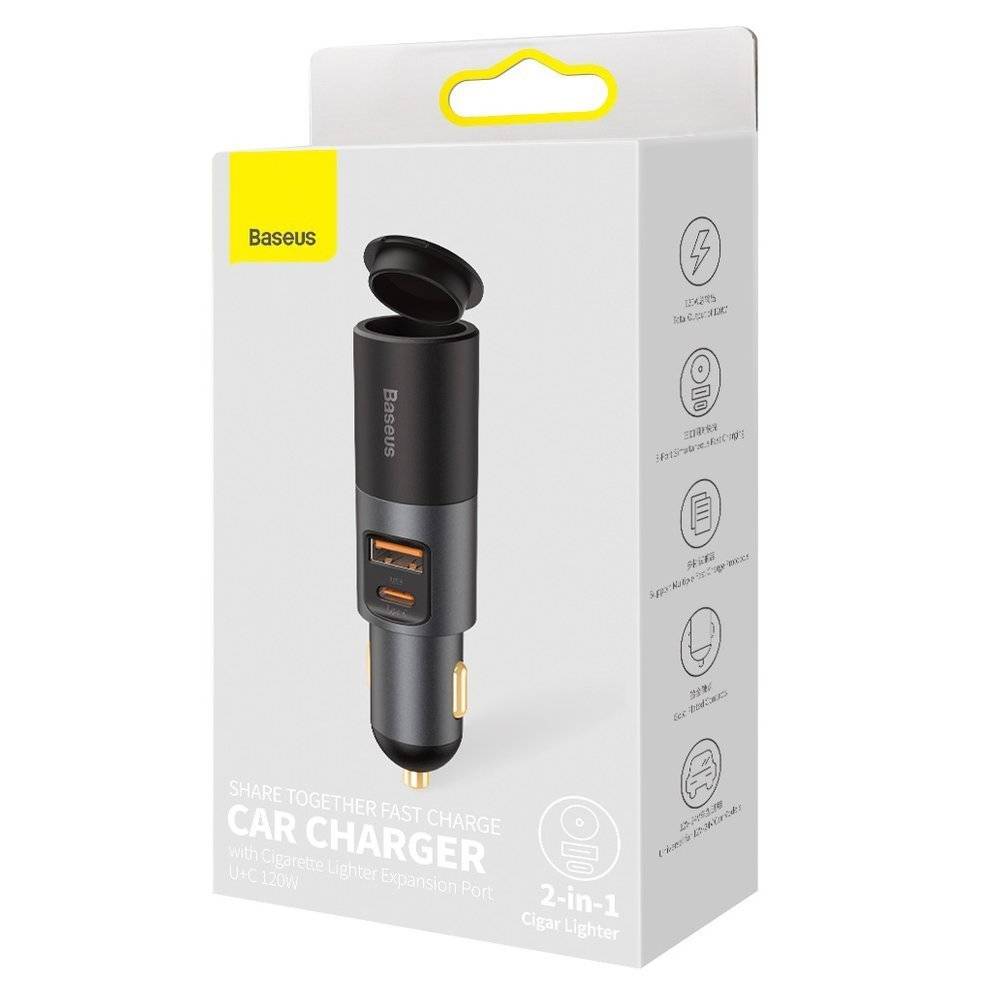 Buy Baseus Share Together 120W Fast Charger with Cigarette Lighter Expansion Port U+C from Vmart in Pakistan