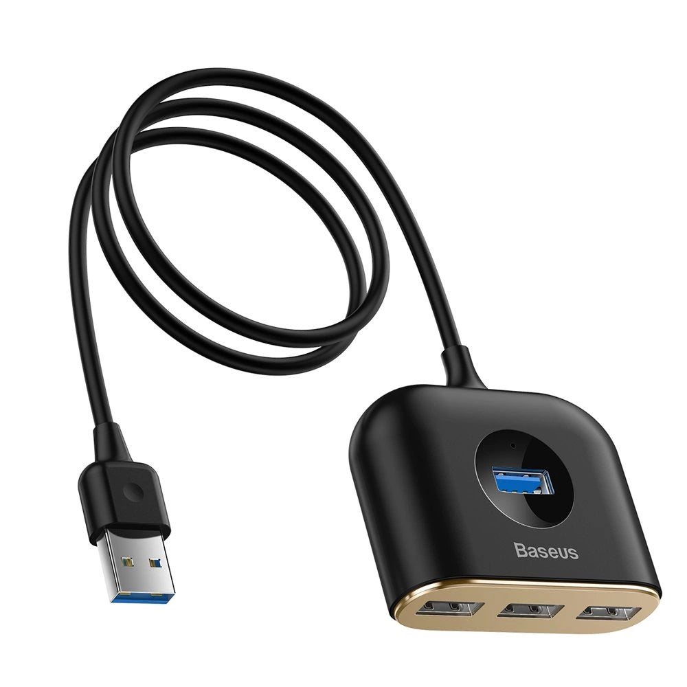 Buy Baseus Square Round 4 in 1 USB Hub Adapter (USB3.0 To USB3.0 *1+USB2.0* 3) 1m Black from Vmart in Pakistan