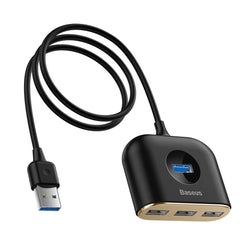 Buy Baseus Square Round 4 in 1 USB Hub Adapter (USB3.0 To USB3.0 *1+USB2.0* 3) 1m Black from Vmart in Pakistan