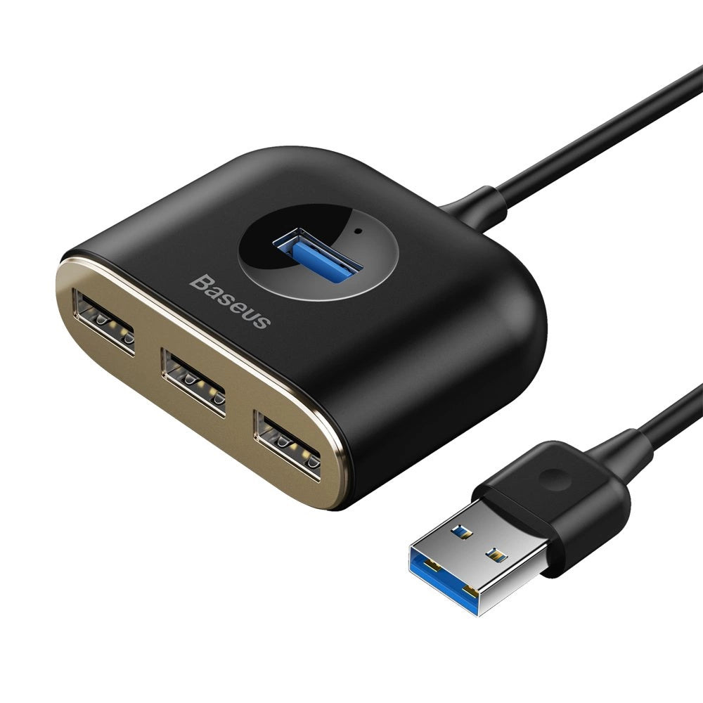 Buy Baseus Square Round 4 in 1 USB Hub Adapter (USB3.0 To USB3.0 *1+USB2.0* 3) 1m Black from Vmart in Pakistan