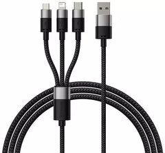 Buy Baseus StarSpeed 1 for 3 Fast Charging Data Cable USB to M+L+C 3.5A 0.6m Cluster Black from Vmart in Pakistan