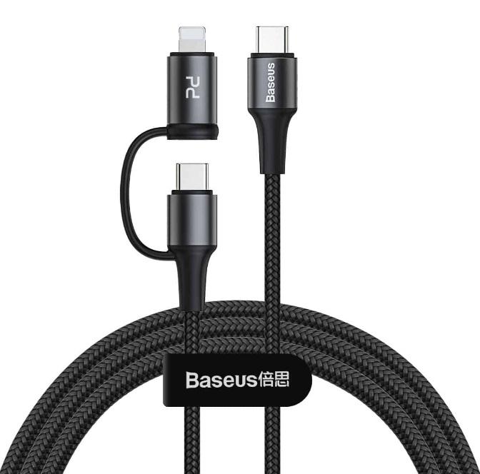 Buy Baseus Twins 2 in 1 Type C To Type C + iPhone PD 60W Cable 1m from Vmart in Pakistan