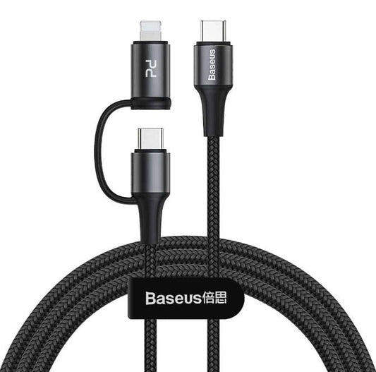 Buy Baseus Twins 2 in 1 Type C To Type C + iPhone PD 60W Cable 1m from Vmart in Pakistan