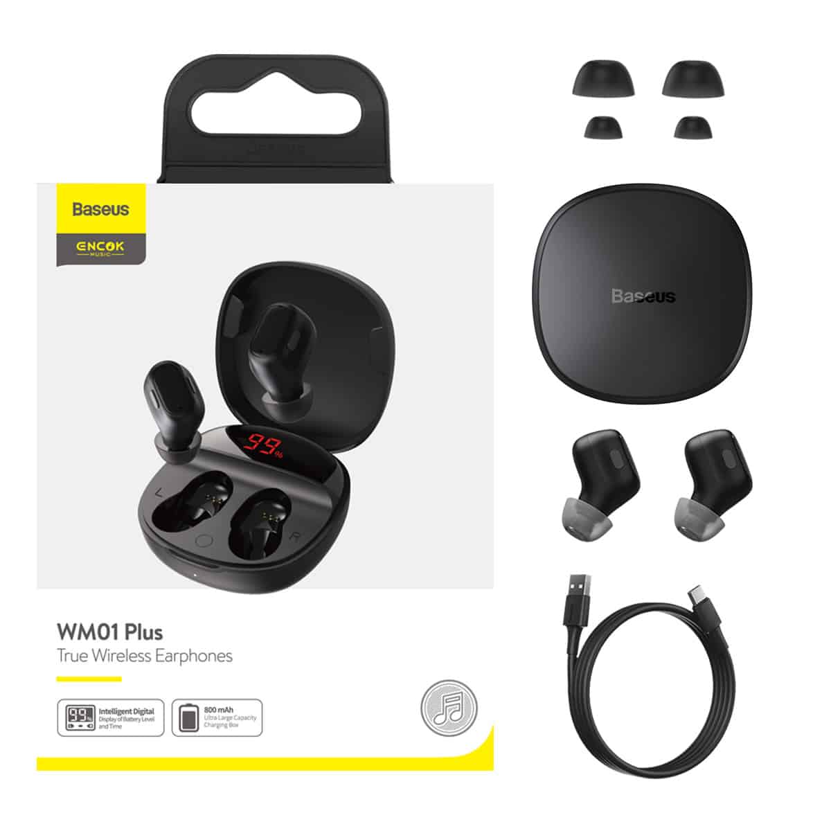 Buy Baseus WM01 Plus Encok True Wireless Earphones - Black from Vmart in Pakistan