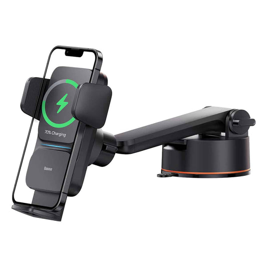Buy Baseus Wisdom Auto Alignment Car Mount Wireless Charger QI 15W (Suction base) Black from Vmart in Pakistan