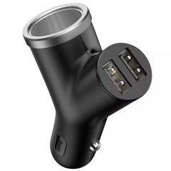 Buy Baseus Y Type Dual USB+Cigarette Lighter Extended Car Charger Black from Vmart in Pakistan