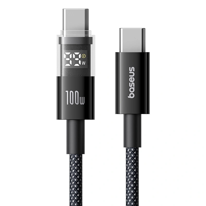 Buy Baseus Display 2 100W Type-C to Type-C Fast Charging Data Cable Cosmic Black 1m from Vmart in Pakistan