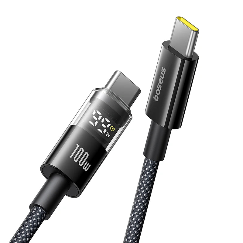 Buy Baseus Display 2 100W Type-C to Type-C Fast Charging Data Cable Cosmic Black 1m from Vmart in Pakistan