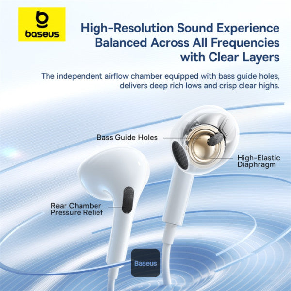Buy Baseus Encok HZ19 Semi-in-Ear Wired Earphones White Vmart in Pakistan