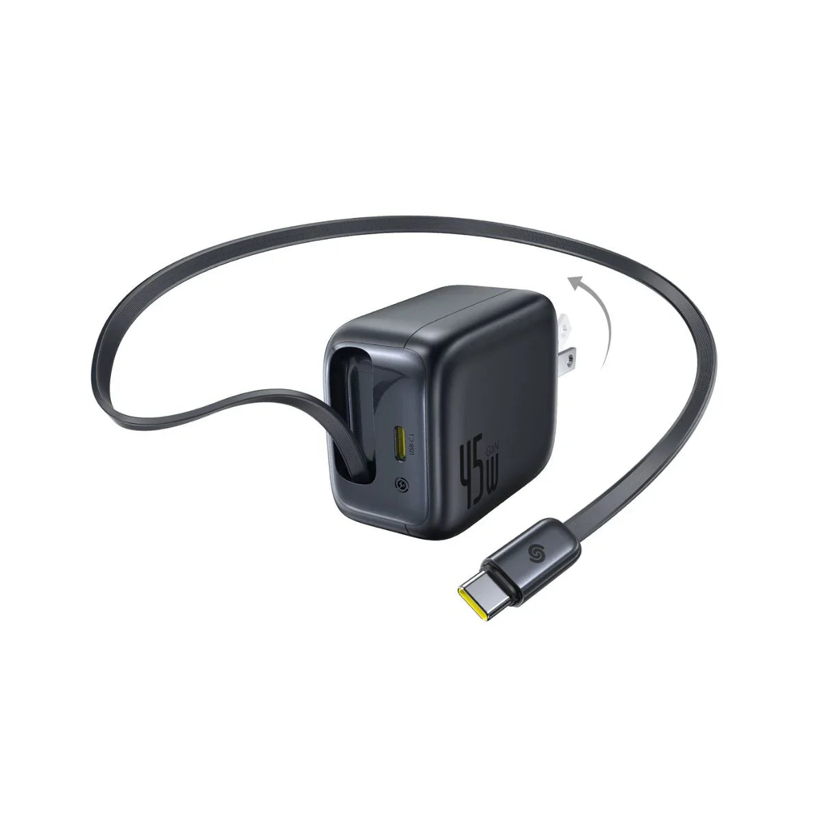 Buy Baseus EnerCore CJ11 2C 45W Fast Charger with Retractable Cable US Black from Vmart in Pakistan