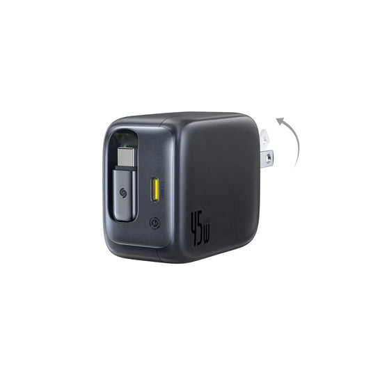 Buy Baseus EnerCore CJ11 2C 45W Fast Charger with Retractable Cable US Black from Vmart in Pakistan