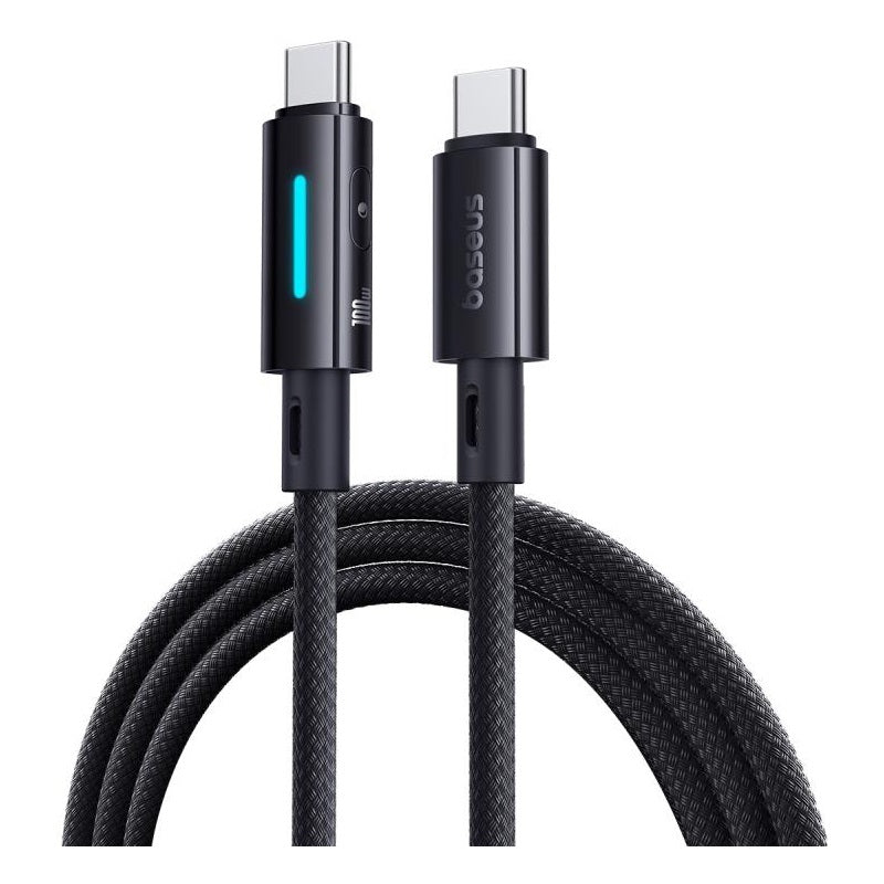 Buy Baseus Lit Button Control 100W USB-C to USB-C Cable Black 1m from Vmart in Pakistan