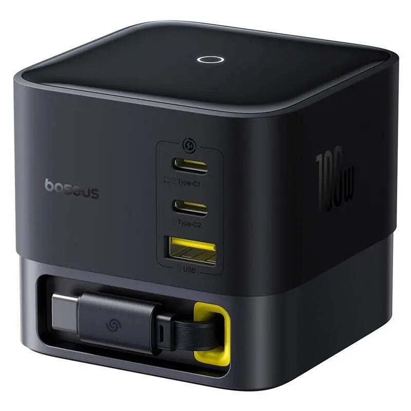 Buy Baseus Super GaN Desktop Charger with Retractable Cable 3C+U 100W EU from Vmart in Pakistan