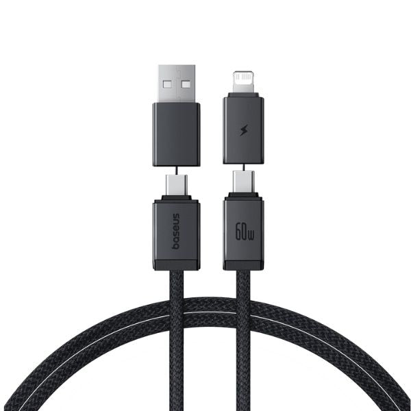 Buy Baseus Versatile Two-for-Two Fast Charging Cable U+C to C+L 60W 1m Cosmic Black from Vmart in Pakistan