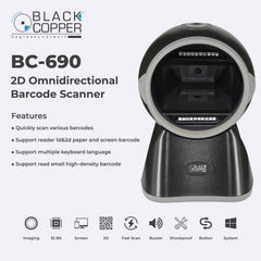 Buy Black Copper BC-690 1D & 2D Image Omni-Directional Desktop Barcode Scanner from Vmart in Pakistan