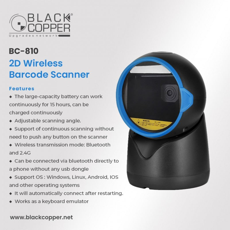 Buy Black Copper BC-810 2D 2.4G Wireless Barcode Scanner from Vmart in Pakistan