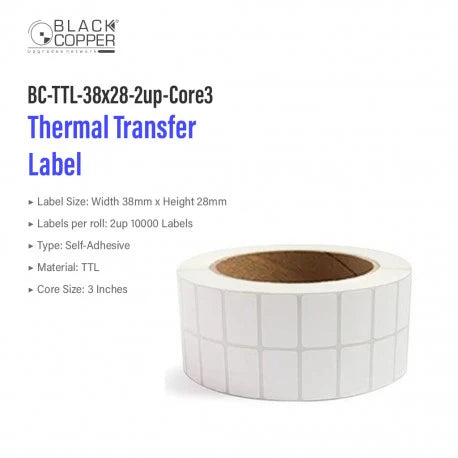 Buy Black Copper BC-TTL-38x28-2up-Core3 Barcode Label Roll Vmart in Pakistan