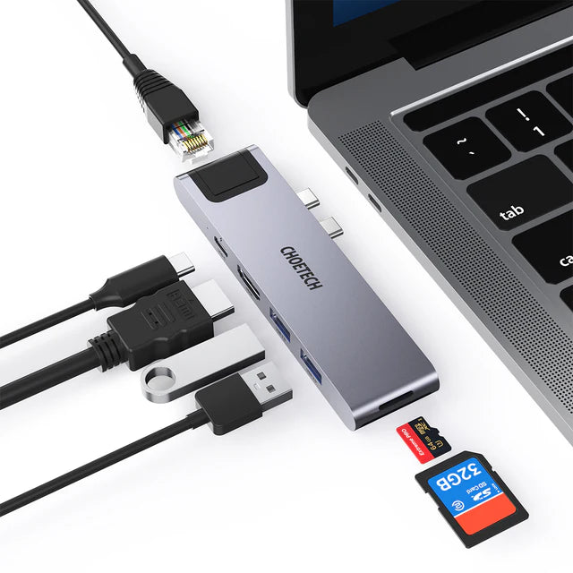 Buy Choetech HUB-M24 7-in-2 USB-C Hub Adapter for MacBook Pro/Air from Vmart in Pakistan