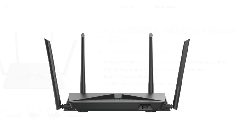Buy D-Link DIR-882 EXO AC2600 MU-MIMO WiFi Router from Vmart in Pakistan