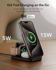 ESR QI2 3 In 1 Travel Wireless Charging Set Black