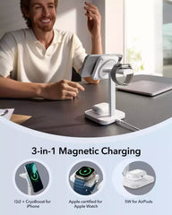 ESR Qi2 3 in 1 Wireless Charging Station with CryoBoost (HaloLock) Black US Plug