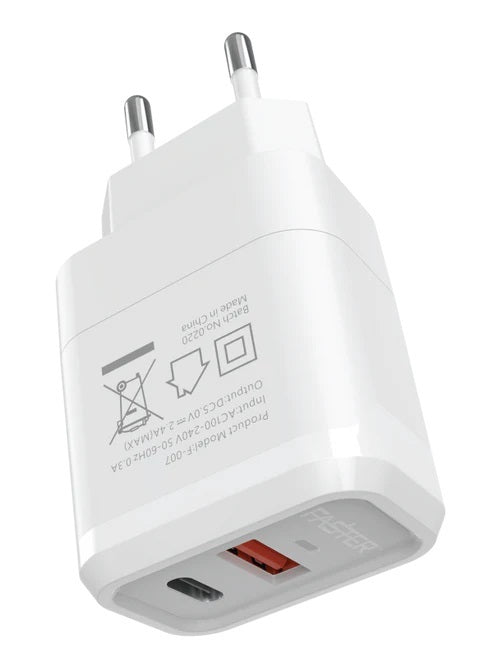 Buy Faster FAC-950 QC+PD Dual Port 20w Fast Wall Charger from Vmart in Pakistan
