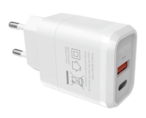 Buy Faster FAC-950 QC+PD Dual Port 20w Fast Wall Charger from Vmart in Pakistan