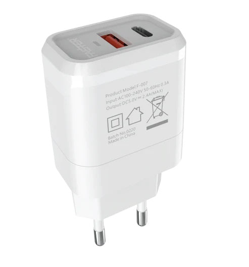 Buy Faster FAC-950 QC+PD Dual Port 20w Fast Wall Charger from Vmart in Pakistan