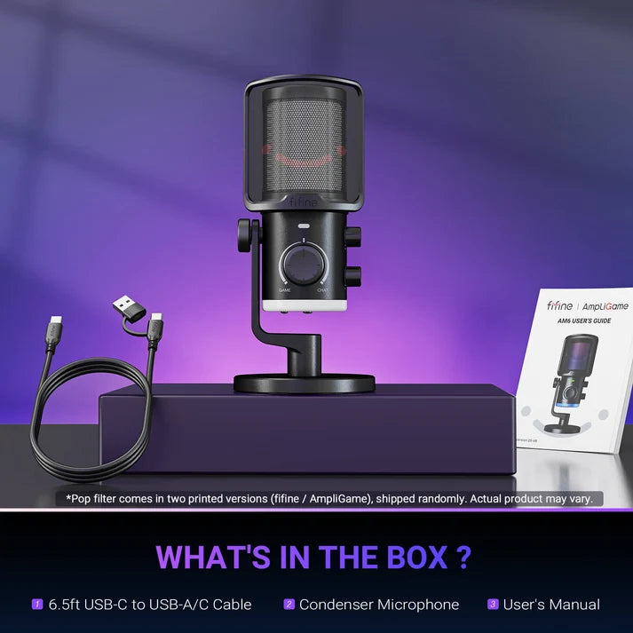 Buy FiFine AmpliGame AM6 USB Condenser Microphone with RGB from Vmart in Pakistan