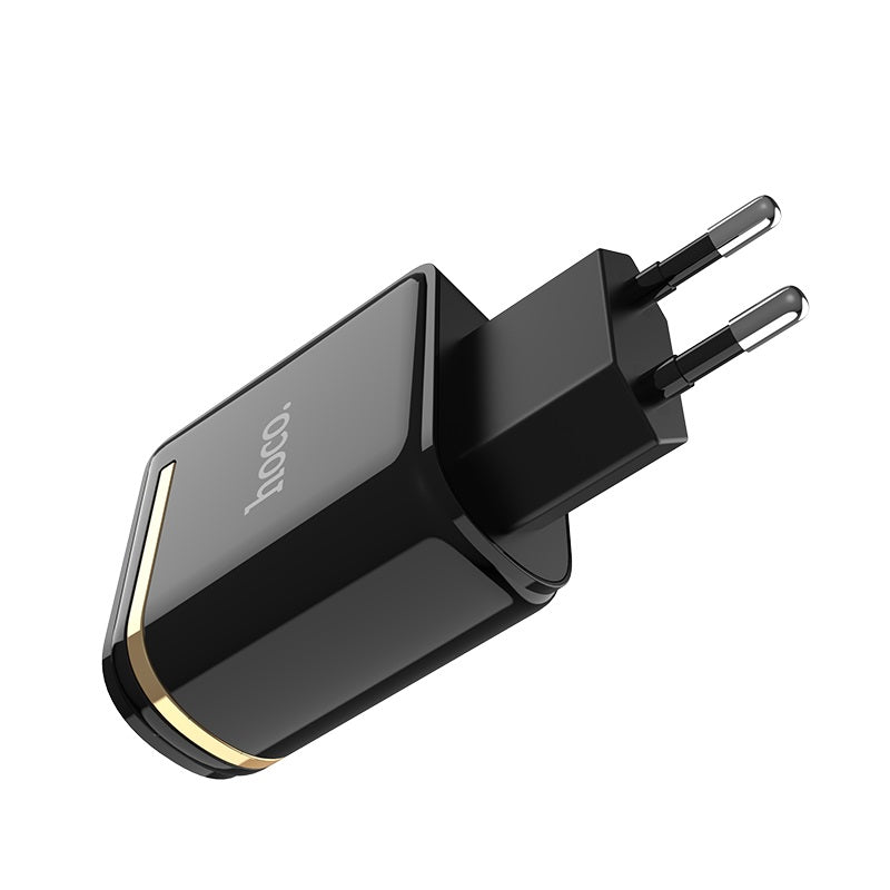 Buy Hoco C39A Enchanting Wall Charger EU Dual USB Charging Adapter - Black from Vmart in Pakistan