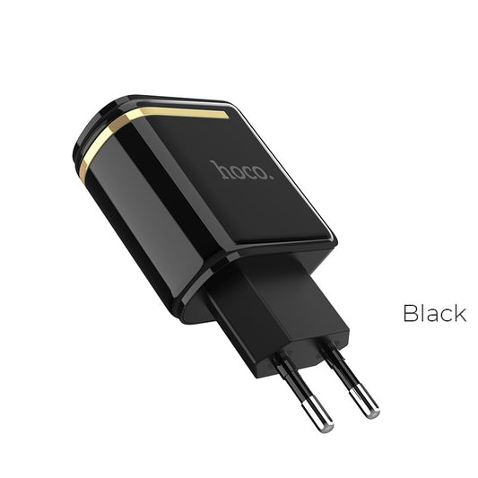 Buy Hoco C39A Enchanting Wall Charger EU Dual USB Charging Adapter - Black from Vmart in Pakistan