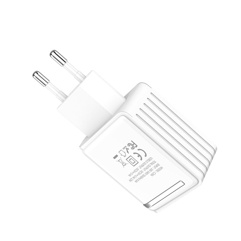 Buy Hoco C39A Enchanting Wall Charger EU Dual USB Charging Adapter - White from Vmart in Pakistan
