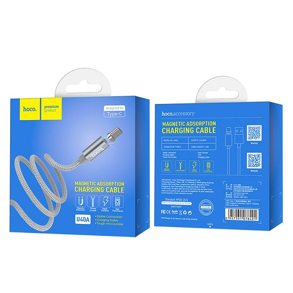 Buy Hoco U40A Magnetic Adsorption Type-C Charging Cable from Vmart in Pakistan