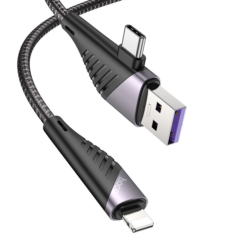 Buy Hoco U95 2-in-1 Freeway PD USB / Type-C to Lightning Charging Data Cable 1.2m from Vmart in Pakistan