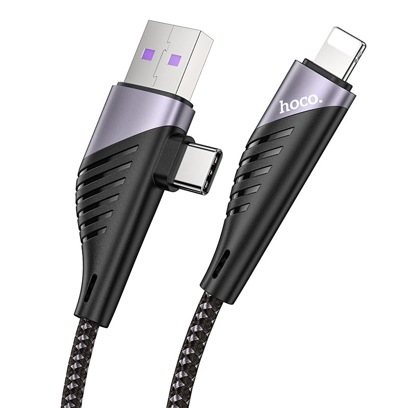 Buy Hoco U95 2-in-1 Freeway PD USB / Type-C to Lightning Charging Data Cable 1.2m from Vmart in Pakistan