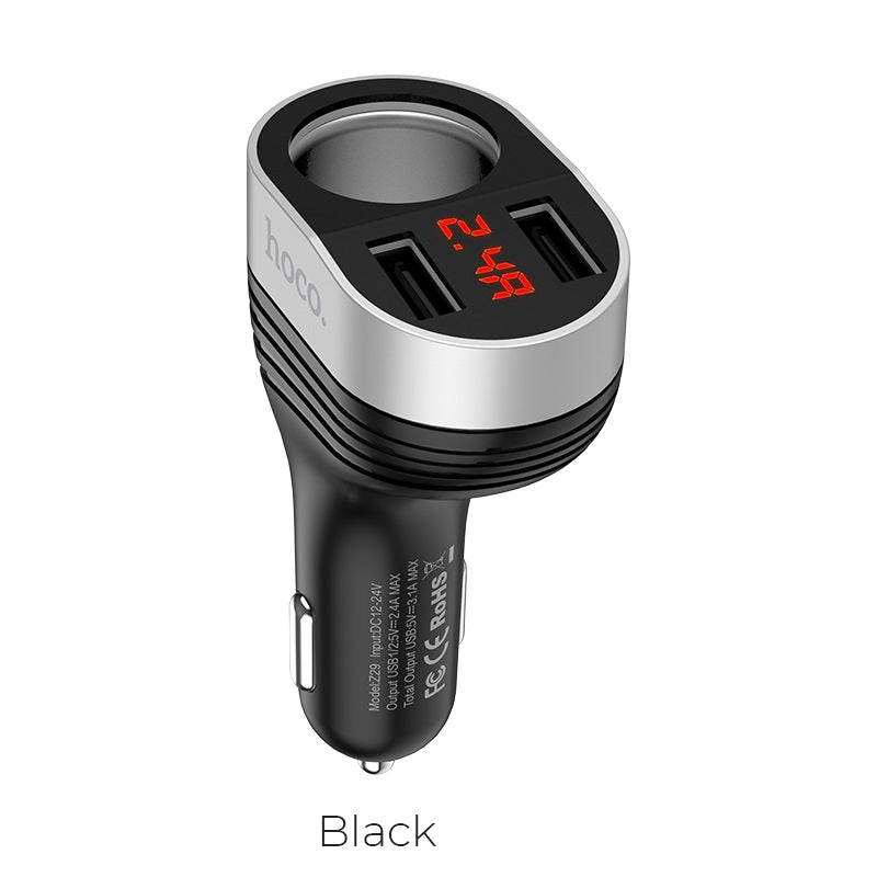 Buy Hoco Z29 Regal Digital Display Dual USB Car Charger from Vmart in Pakistan