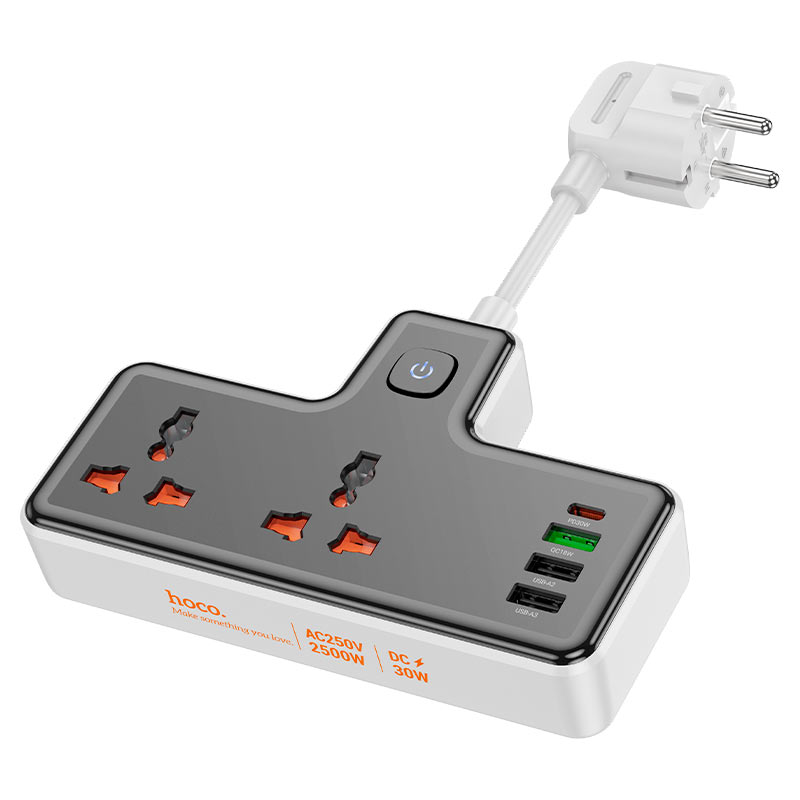 Buy Hoco AC12A Reise PD30W+QC3.0+2 Sockets Power strip EU Black from Vmart in Pakistan