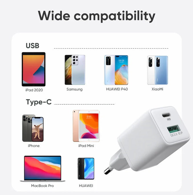 Buy Joyroom L-QP303 30W for iPhone 13 Dual Port PD+QC3.0 Intelligent Fast Charger White from Vmart in Pakistan