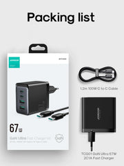 Buy Joyroom GaN Ultra TCG02 67W 2C2A Fast Charger+100W C to C Cable 1.2m from Vmart in Pakistan