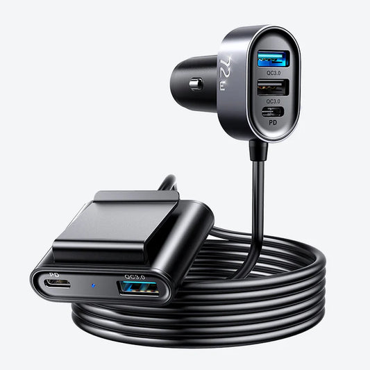 Buy Joyroom JR-CL05 5-Port QC3.0+PD Fast Car Charger Adapter 5ft Cable for Front/Back Seat Charging from Vmart in Pakistan