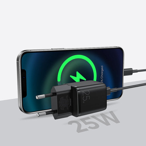 Buy Joyroom L-P251 Mini Fast USB Type C PD Charger 25W EU Plug - Black from Vmart in Pakistan