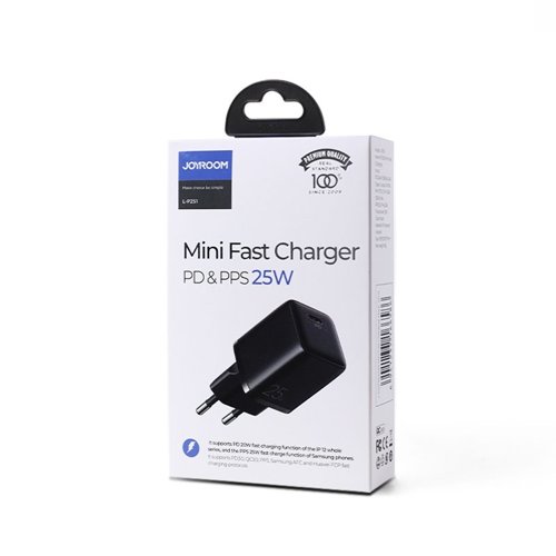 Buy Joyroom L-P251 Mini Fast USB Type C PD Charger 25W EU Plug - Black from Vmart in Pakistan