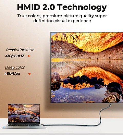 Buy Joyroom SY-20H1 HDMI To HDMI Cable (4K@60Hz) 2m from Vmart in Pakistan