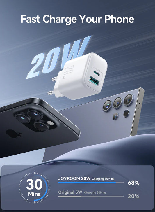 Buy Joyroom JR-TCF21 20W Dual-Port (A+C) Charger EU from Vmart in Pakistan