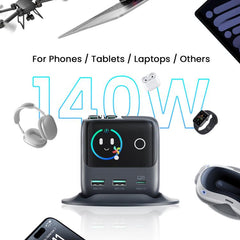 Buy Joyroom JR-TRD01 PODIX 140W 5-Port Desktop GaN Charger Dark Gray Vmart in Pakistan