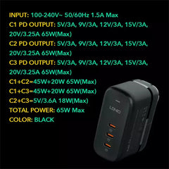 Buy Ldnio Q367 65W GaN Super Fast Charger EU Plug with Type-C To Type-C Cable from Vmart in Pakistan