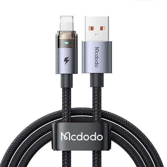 Buy Mcdodo CA-6910 Transparent USB-A to Lightning Cable with LED 1.2m Black from Vmart in Pakistan